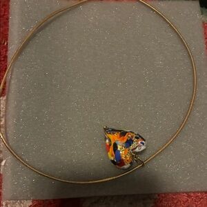 Gold-Tone Necklace with Multicolor Heart Pendant